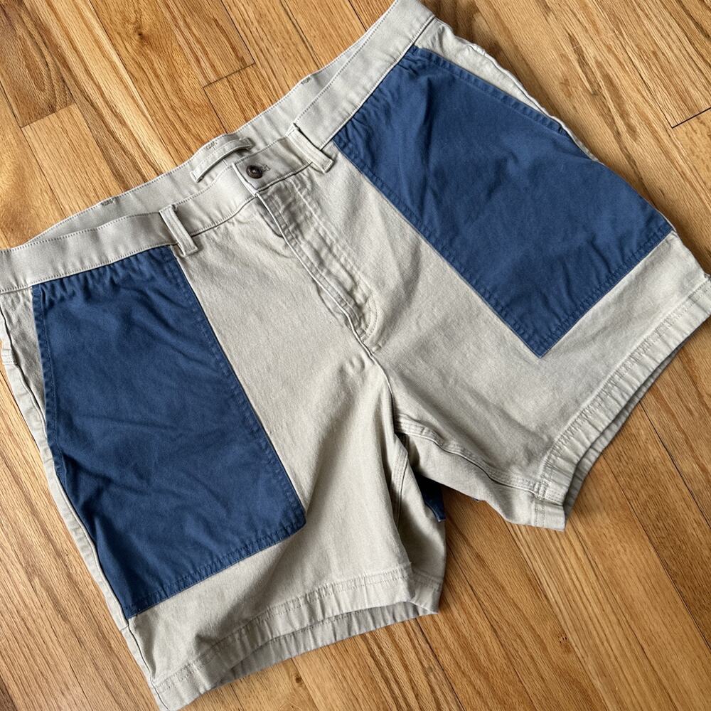 Duck Head 2-tone Men’s 40 Shorts Navy Khaki Cotton Pockets Zip Fly